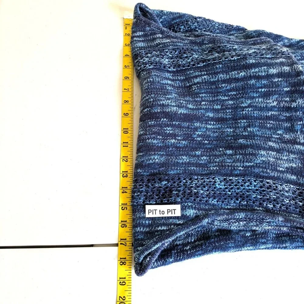 Cato C EST. 1946 Blue Marled Knit Sweater Vest Longline Open Front Cardigan L - Picture 11 of 13